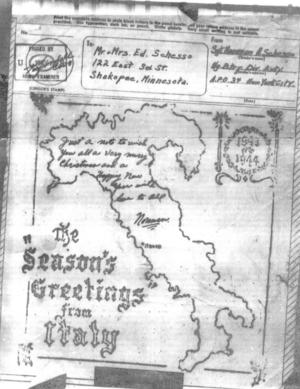 Christmas card to Mr. and Mrs. Ed Schesso, 1943  