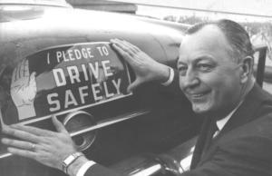 Governor Anderson pledging to drive safely, circa 1955       