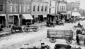 North side of First Ave. between Holmes and Lewis streets, circa 1900      