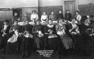 Sewing class at Shakopee High School, 1910 