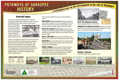 Pathways of Shakopee History Trail Sign 2